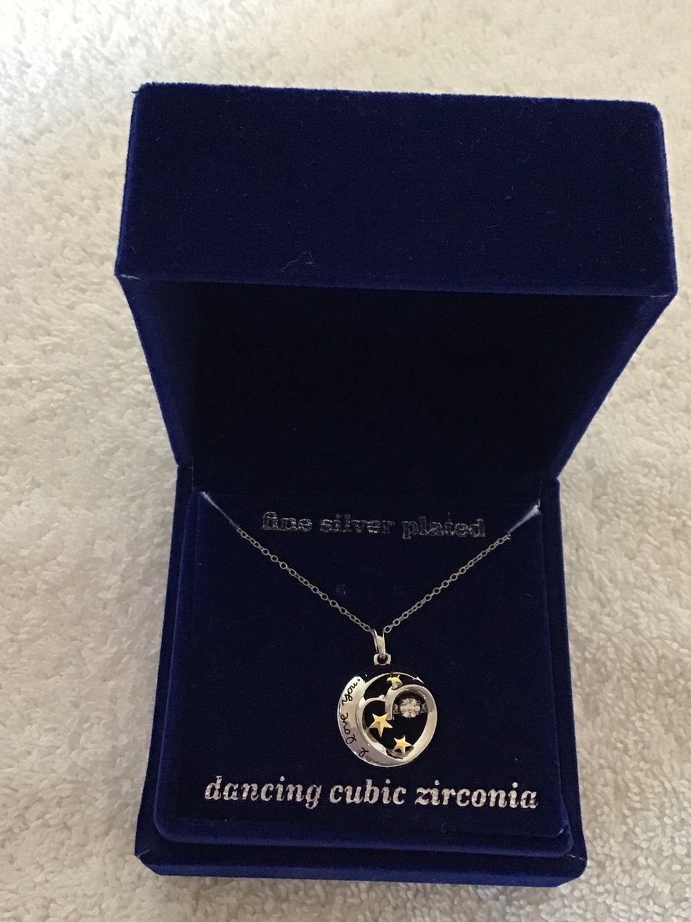 Silver Heart & Star Dancing Cubic Zirconia Necklace - Silver